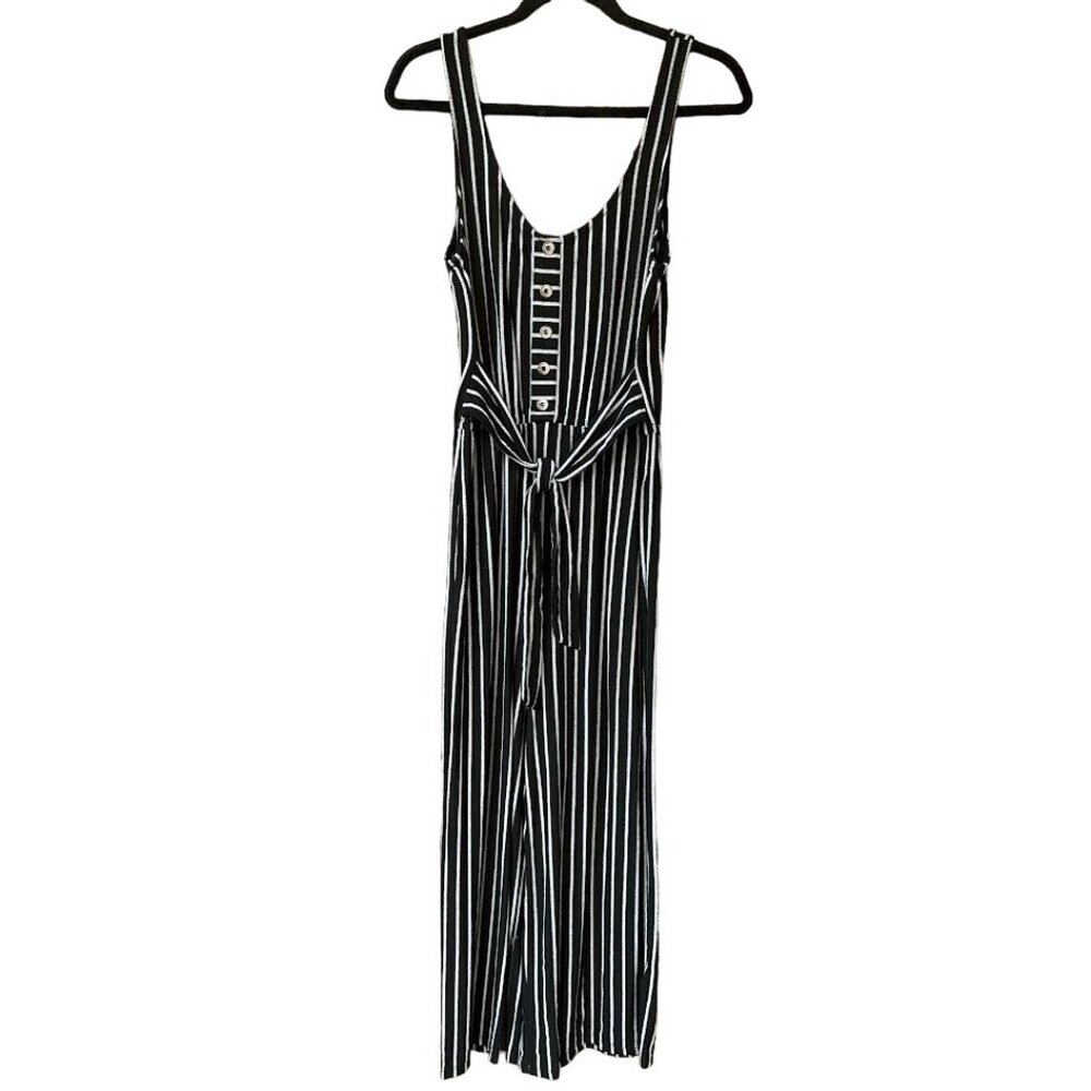 Jolt Black & White Striped Jumpsuit With Button Detail &‎ Tie Waist